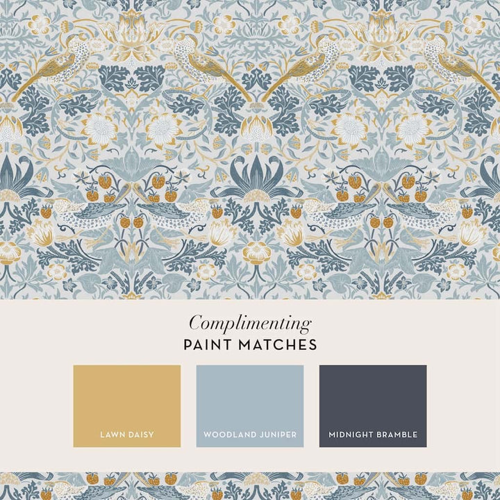 - William Morris At Home Strawberry Thief Soft Blue Wallpaper - 124232 - Decor Warehouse