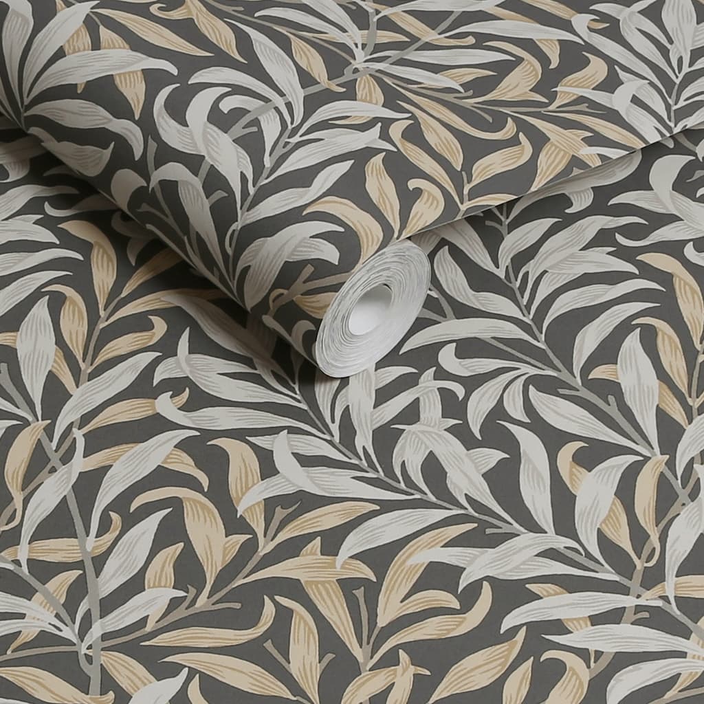William Morris At Home Willow Bough Charcoal Wallpaper Roll- 124244