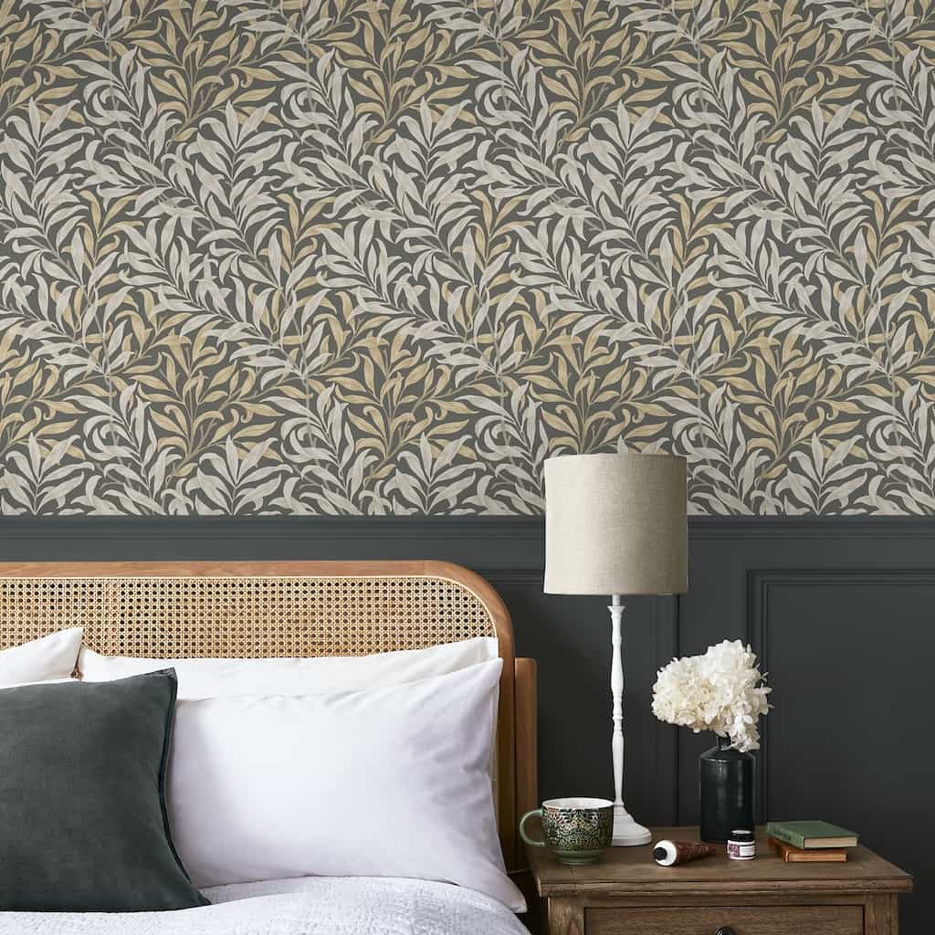 William Morris At Home Willow Bough Charcoal Wallpaper Bedroom - Decor Warehouse