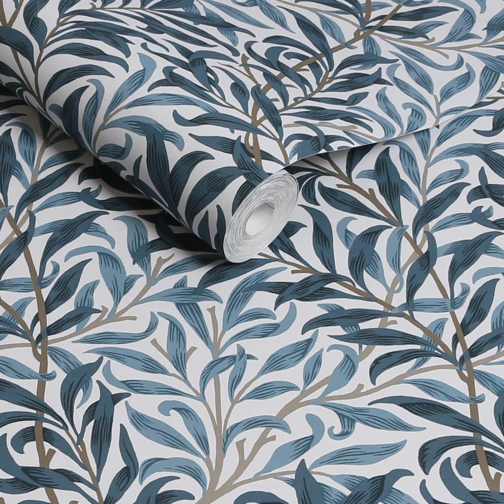 William Morris At Home Willow Bough White & Blues Wallpaper Roll - Decor Warehouse