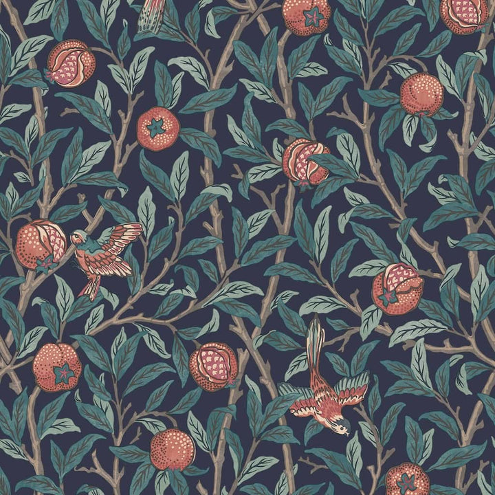 William Morris Bird & Pomegranate Navy Blue Wallpaper - 124259