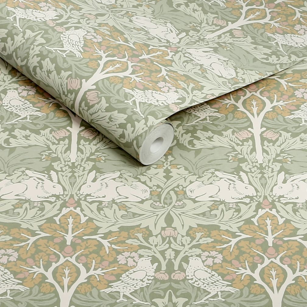 William Morris Brother Rabbit Sage Wallpaper - 140500