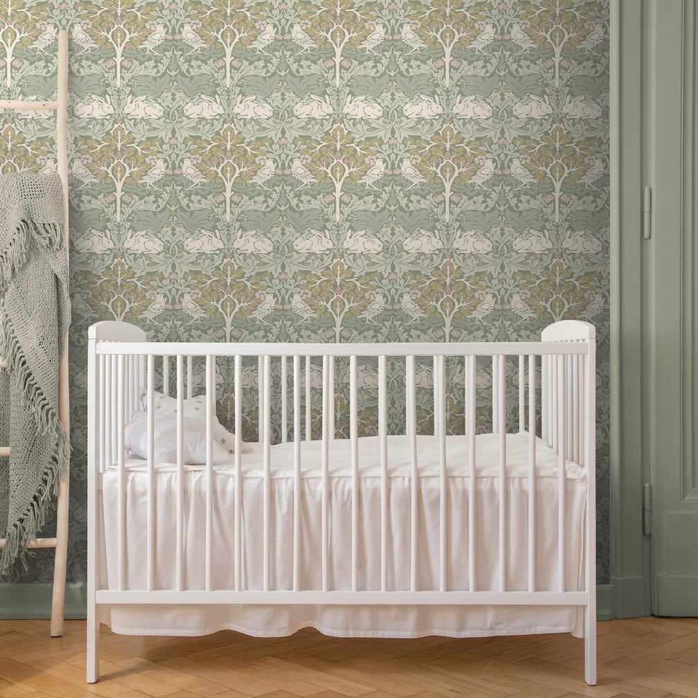 - William Morris Brother Rabbit Sage Wallpaper - 140500 - Decor Warehouse