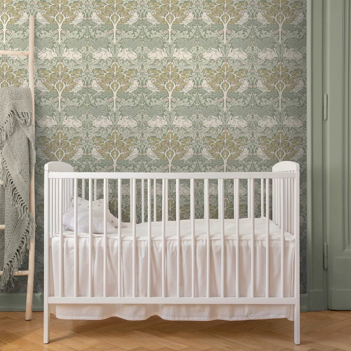 - William Morris Brother Rabbit Sage Wallpaper - 140500 - Decor Warehouse