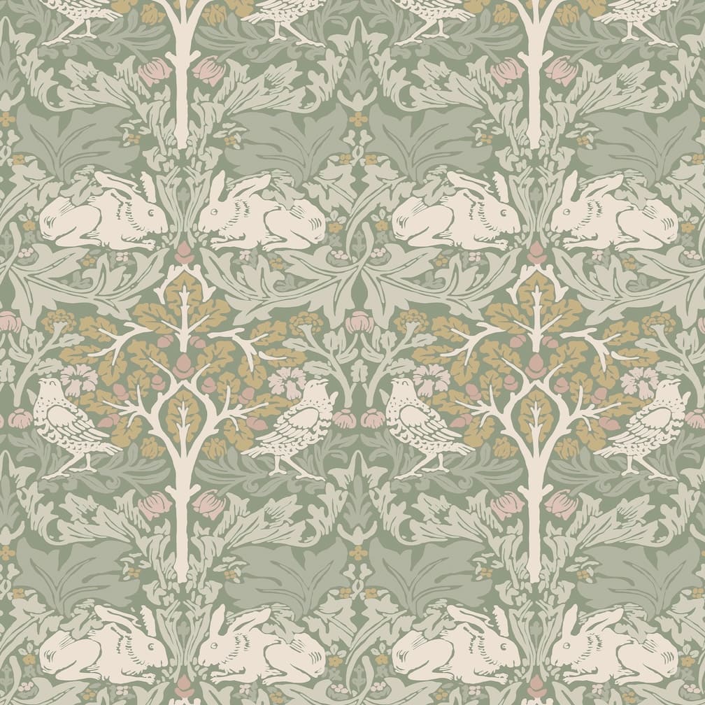 William Morris Brother Rabbit Sage Wallpaper - 140500