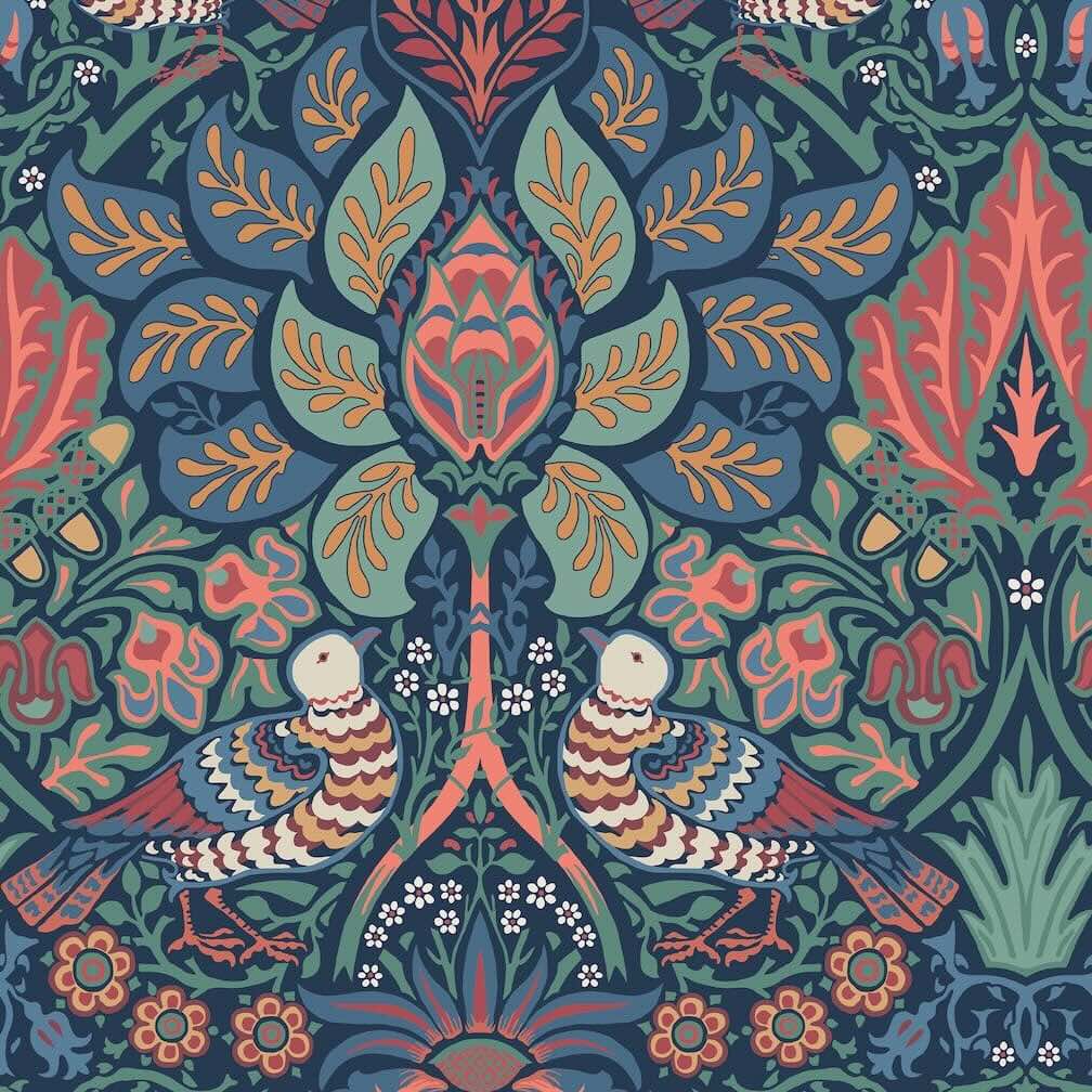 William Morris Dove & Rose Midsummer Wallpaper - 140477