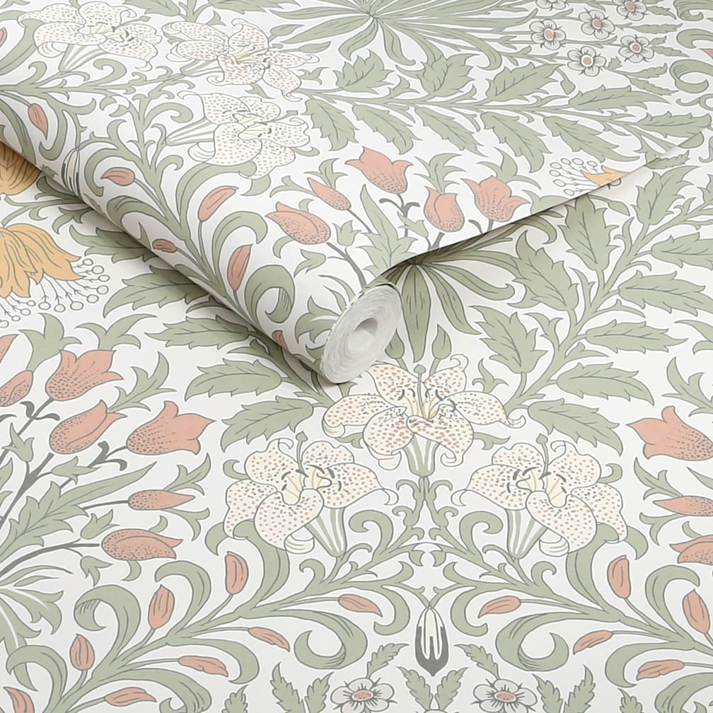 William Morris Garden Soft Sage Wallpaper - 140496
