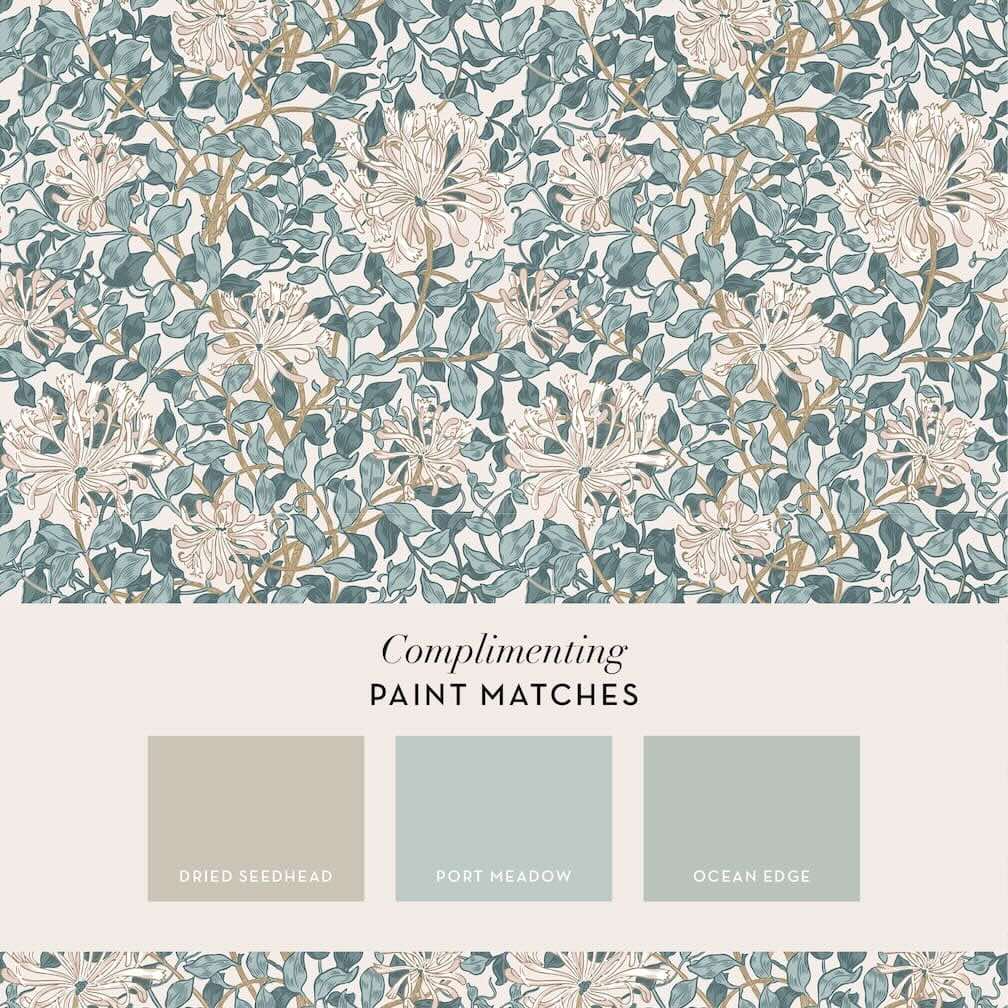 William Morris Honeysuckle Dusk Blue Wallpaper - 140483