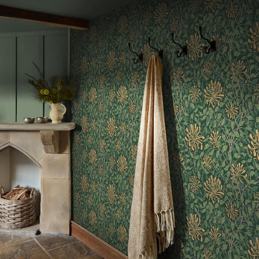 William Morris Honeysuckle Verde Wallpaper - 140487