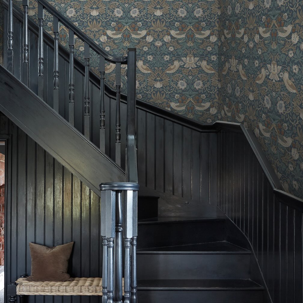 William Morris Strawberry Thief Washed Blue Wallpaper - 140503
