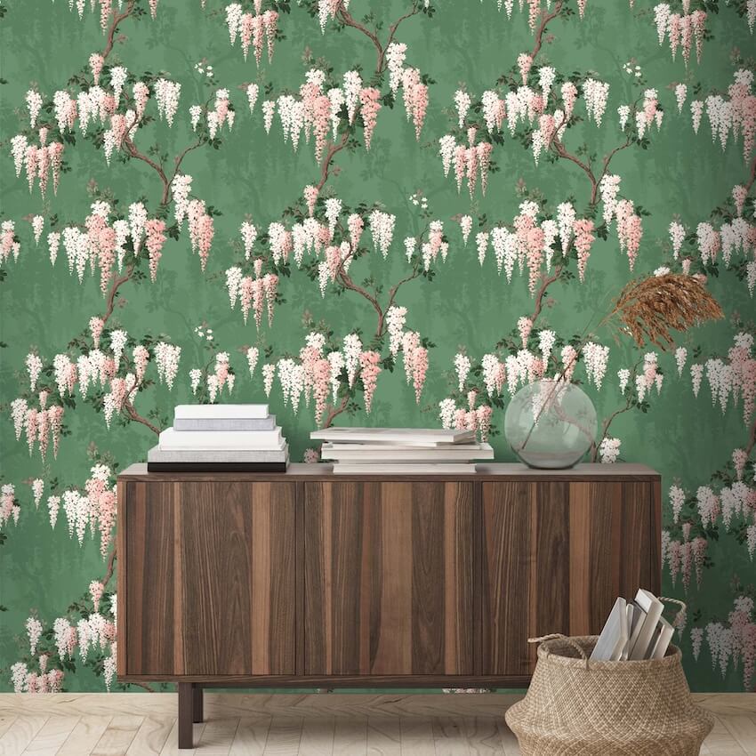- Wisteria Botanical Green Wallpaper - WM - 333 - Decor Warehouse