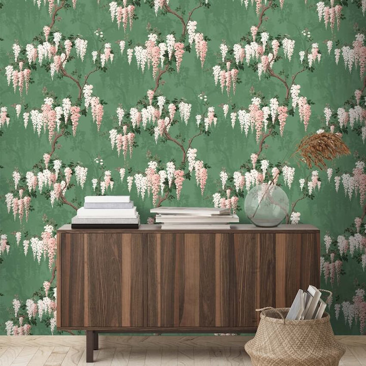 - Wisteria Botanical Green Wallpaper - WM - 333 - Decor Warehouse