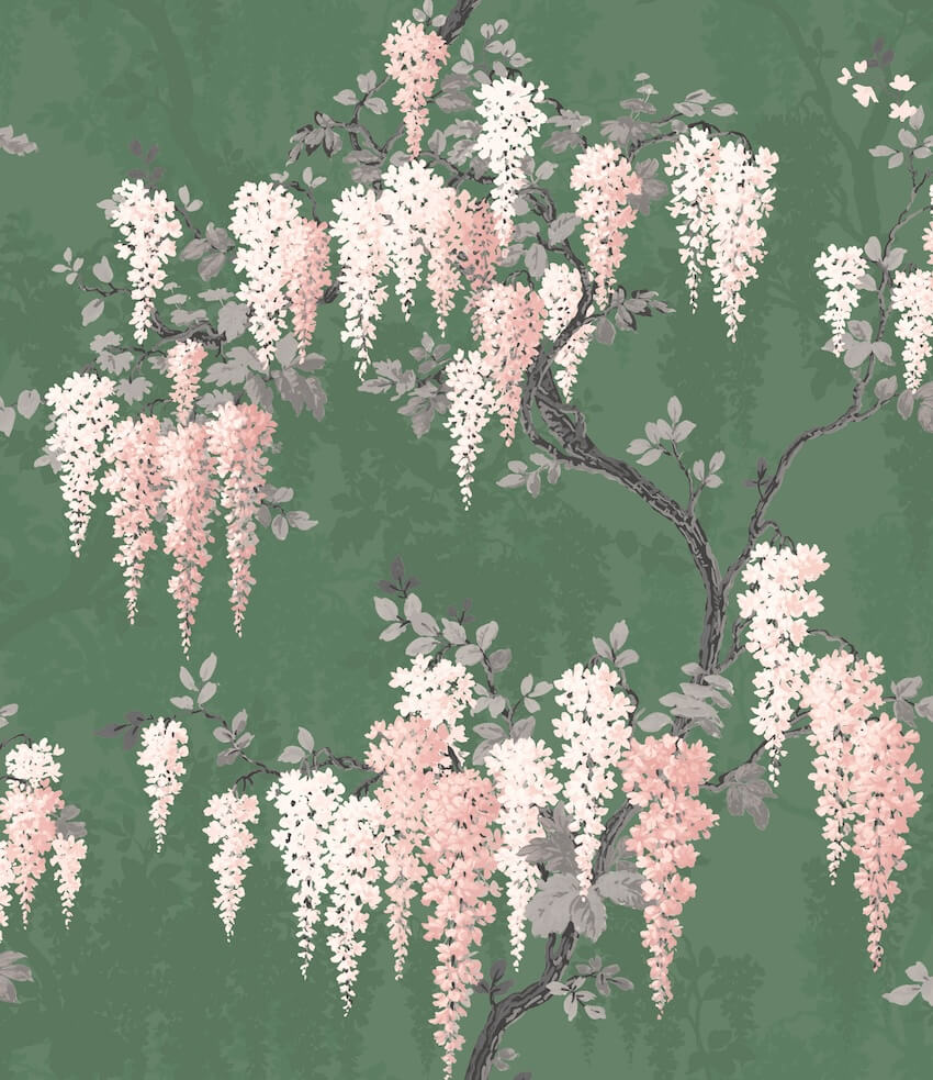 - Wisteria Botanical Green Wallpaper - WM - 333 - Decor Warehouse