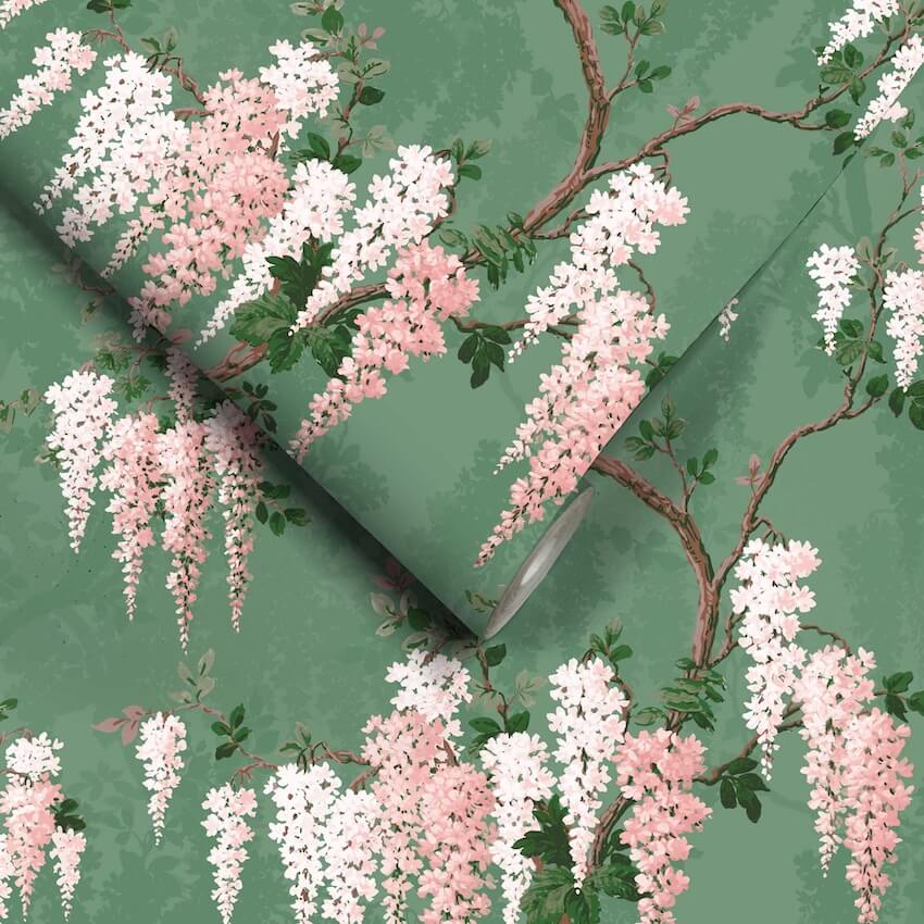 - Wisteria Botanical Green Wallpaper - WM - 333 - Decor Warehouse