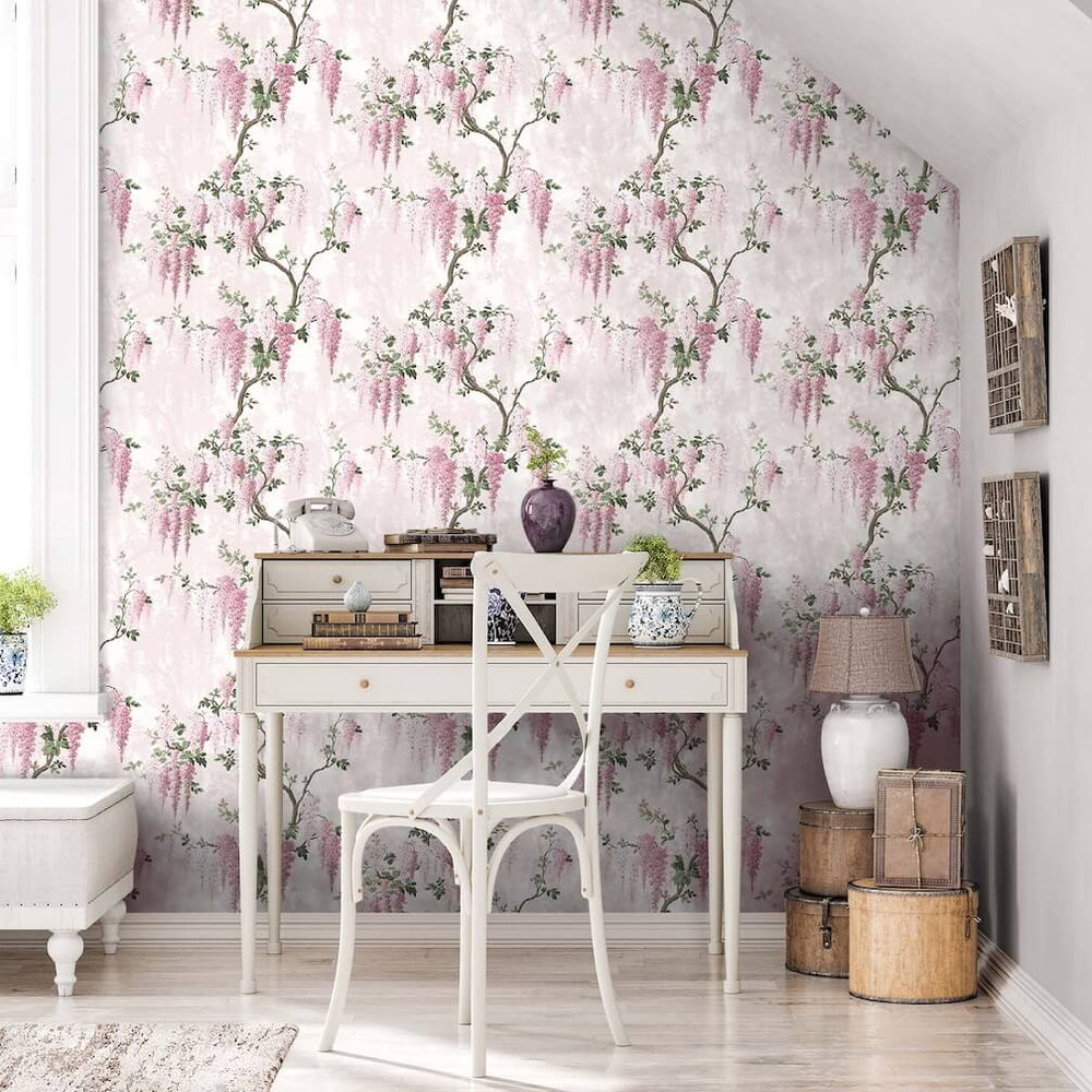 - Wisteria Pretty Pink Wallpaper - Decor Warehouse