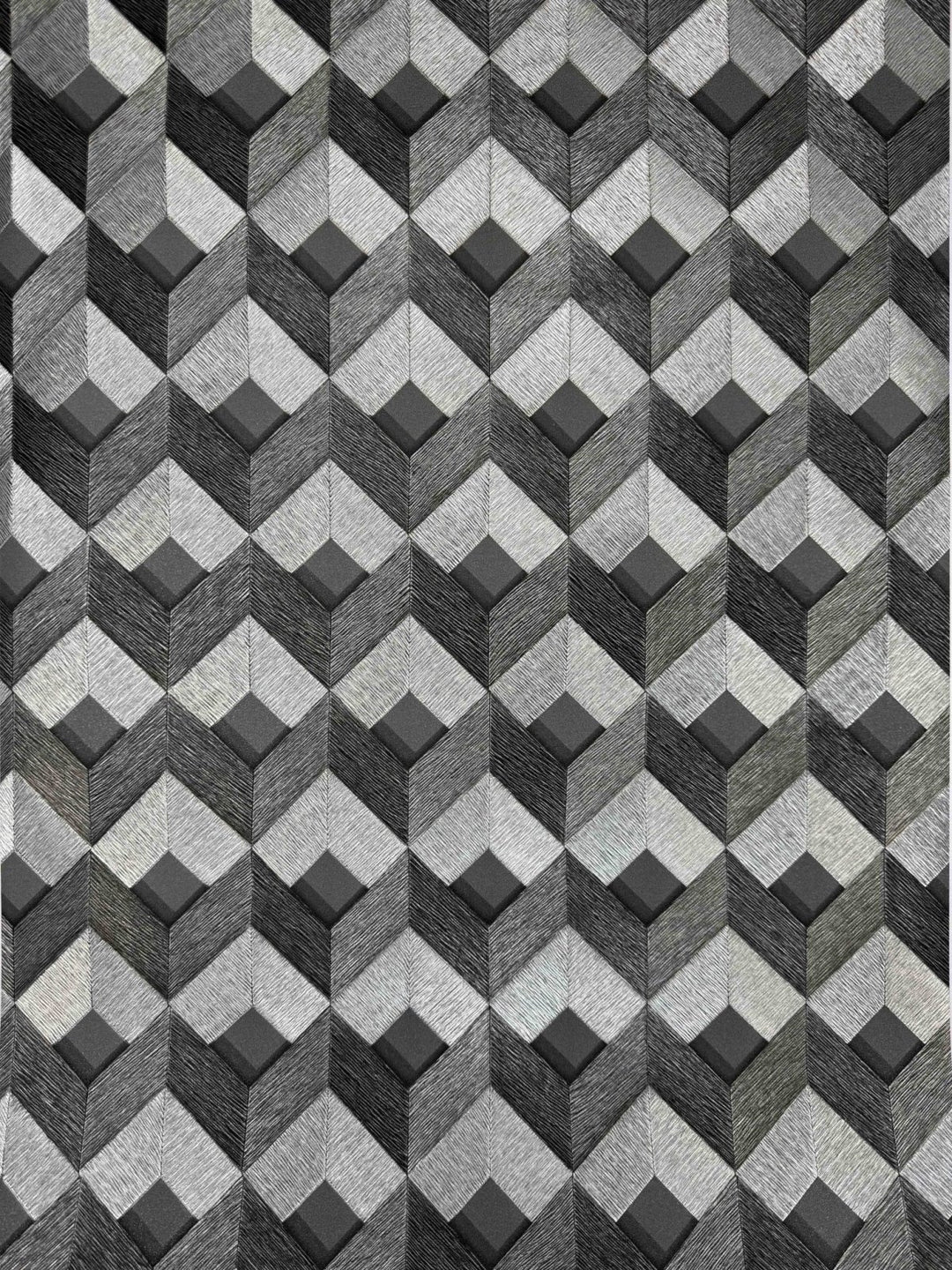 3D Stitched Cube Geo Black & Silver Wallpaper - DE120133