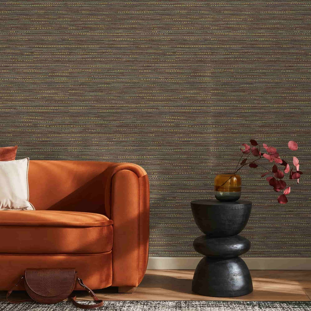 121401-Graham & Brown-Chunky Horizontal Weave Rust Wallpaper-Decor Warehouse
