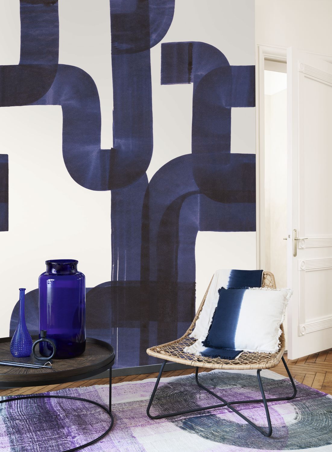 Casadeco Abstract Indigo Wall Mural Medium - WDWS88476503