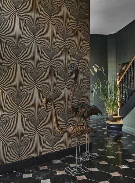 - Casadeco Babylone Semiramis Noir Reglisse Wallpaper - BBLN89769365 - Decor Warehouse