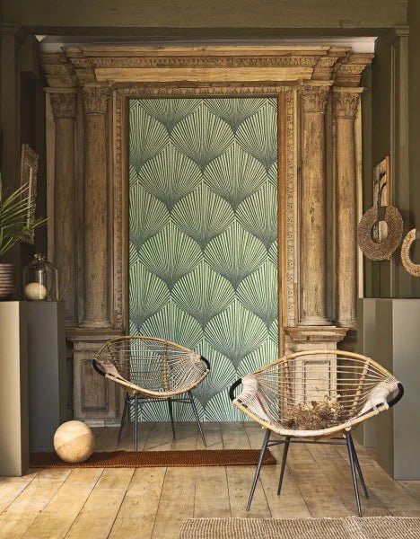 - Casadeco Babylone Semiramis Vert Nil Wallpaper - BBLN89767533 - Decor Warehouse