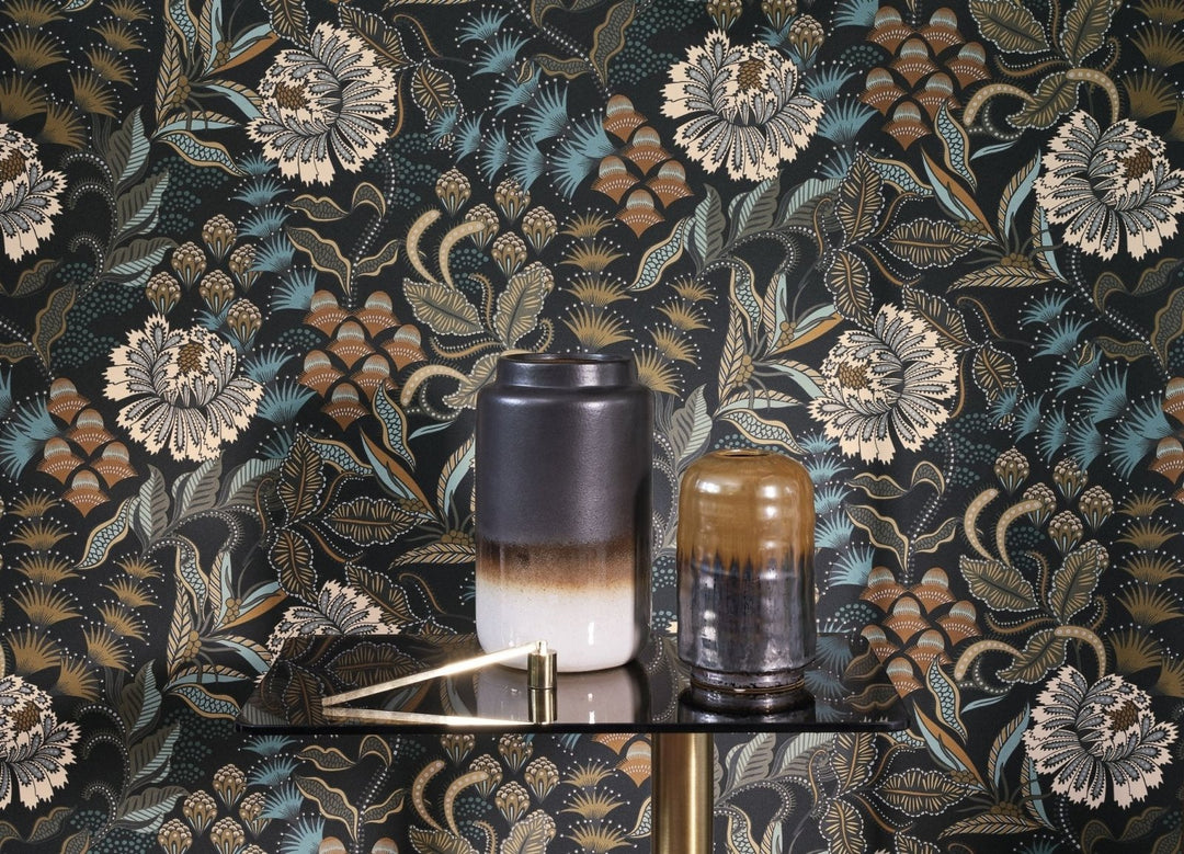 Casadeco Derby Bloomsbury - Noir Reglisse Wallpaper - DERB89289754