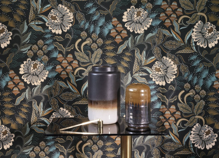 Casadeco Derby Bloomsbury - Noir Reglisse Wallpaper - DERB89289754