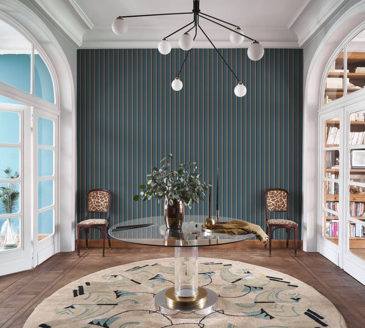 Casadeco Derby Country Club - Bleu Paon Wallpaper - DERB89326687