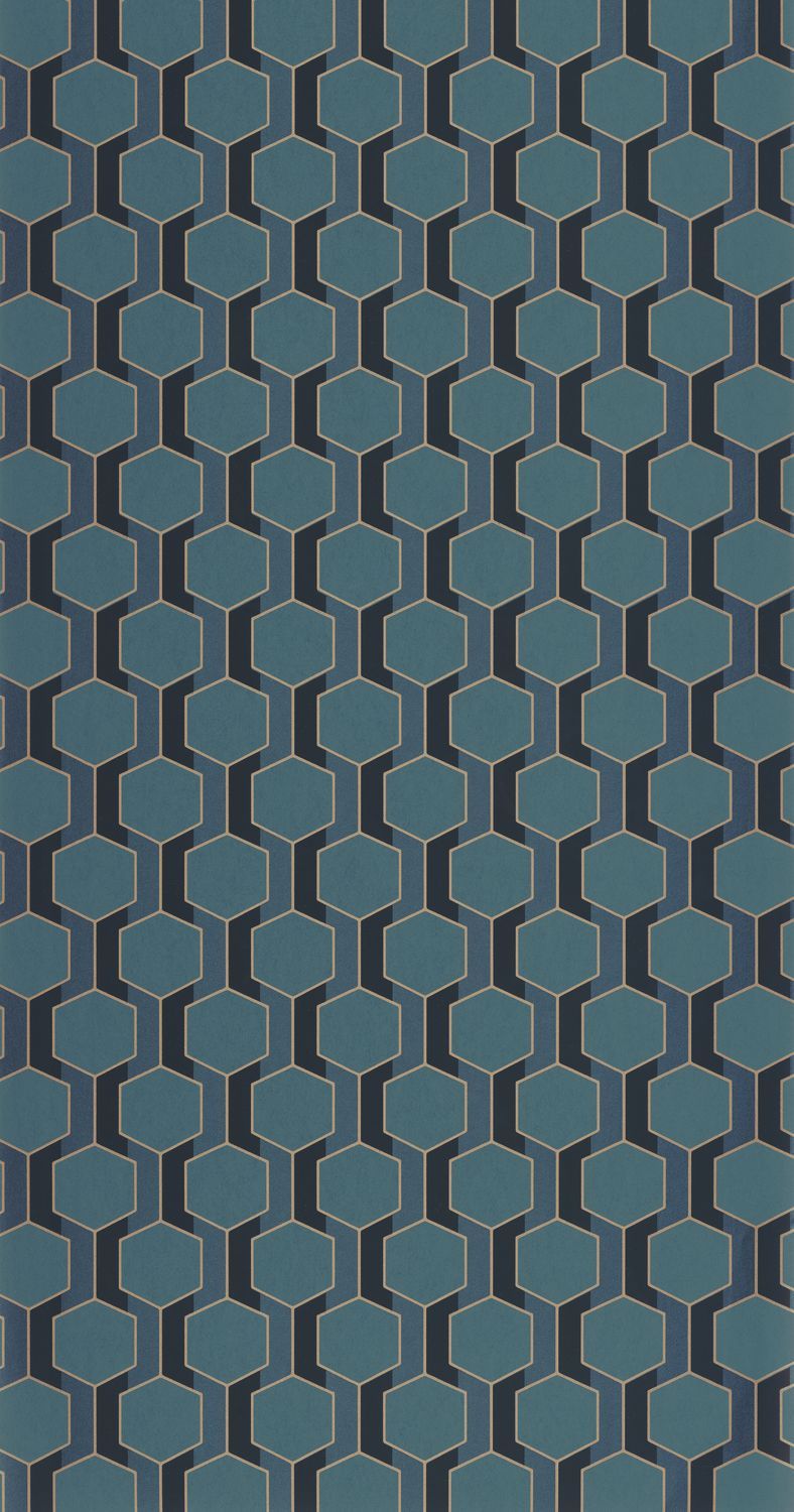 Casadeco Derby Hamilton - Bleu Paon Wallpaper - DERB89306914