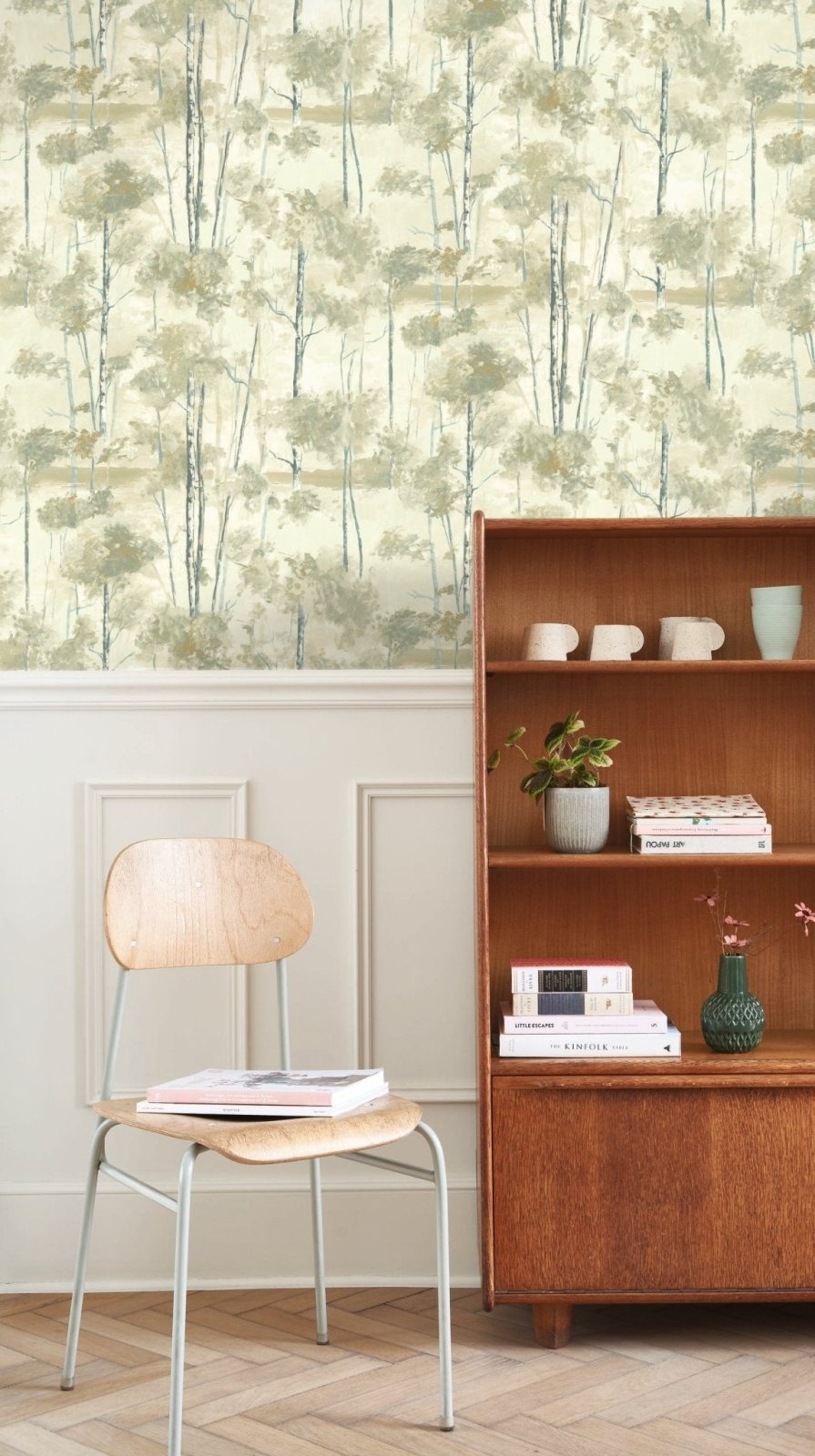 - Casadeco Riverside 4 Skandinavia - Vert Lichen Wallpaper - RIVI89547418 - Decor Warehouse