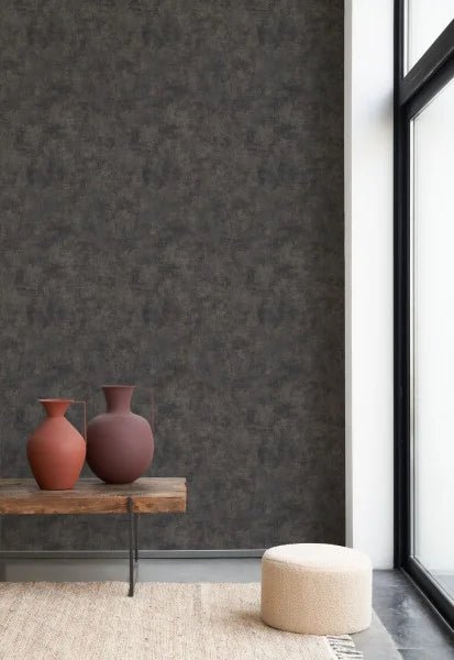 - Casadeco SO Color 5 - Stone Uni Collection - Stone Black Wallpaper - COLR80839803 - Decor Warehouse
