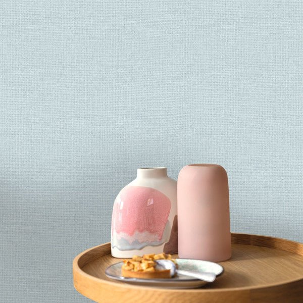 - Caselio Jute Uni Mat - Bleu Ciel Wallpaper - 104016442 - Decor Warehouse