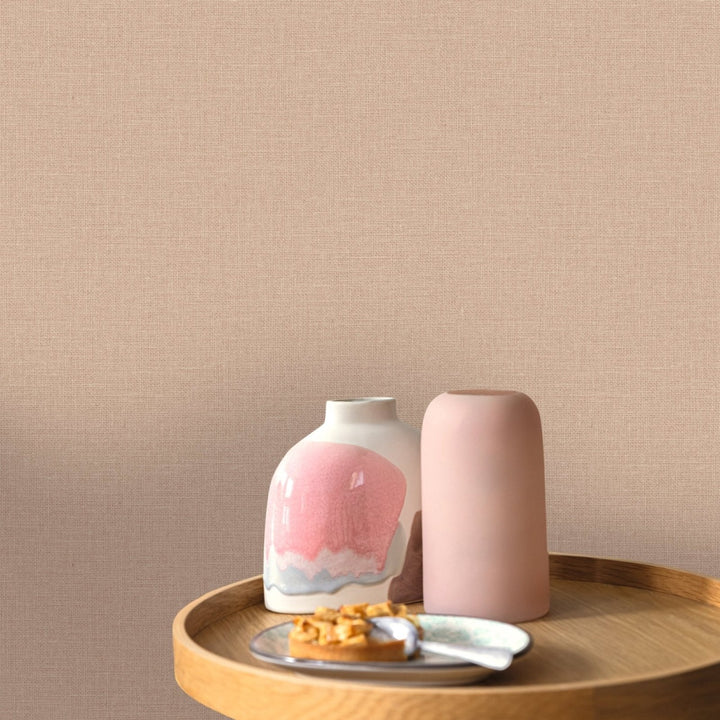 - Caselio Jute Uni Mat - Rose Foncé Wallpaper - 104011926 - Decor Warehouse