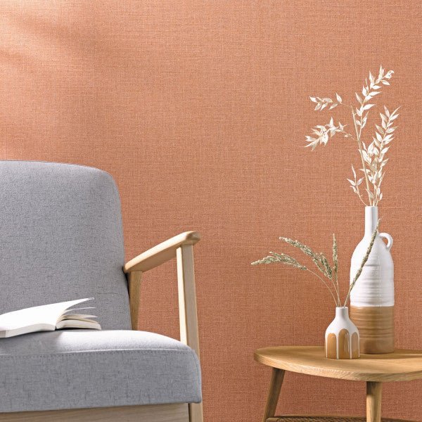 - Caselio Jute Uni Mat - Terracotta Wallpaper - 104014020 - Decor Warehouse