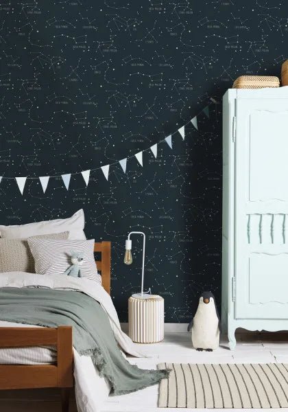 - Caselio Our Planet Constellations Midnight Blue Wallpaper - 101916918 - Decor Warehouse