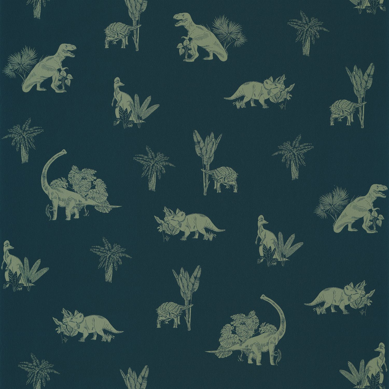 - Caselio Our Planet Jurassic World Midnight Blue & Khaki Green Wallpaper - 101936900 - Decor Warehouse