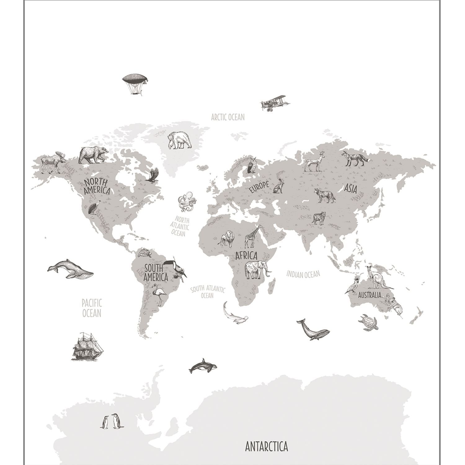 - Caselio Our Planet World Map Black / White Wall Mural - 102039918 - Decor Warehouse