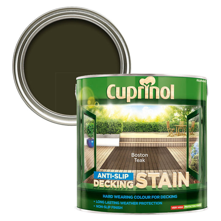 - Cuprinol Anti - Slip Decking Stain 2.5L - Boston Teak - 5092617 - Decor Warehouse