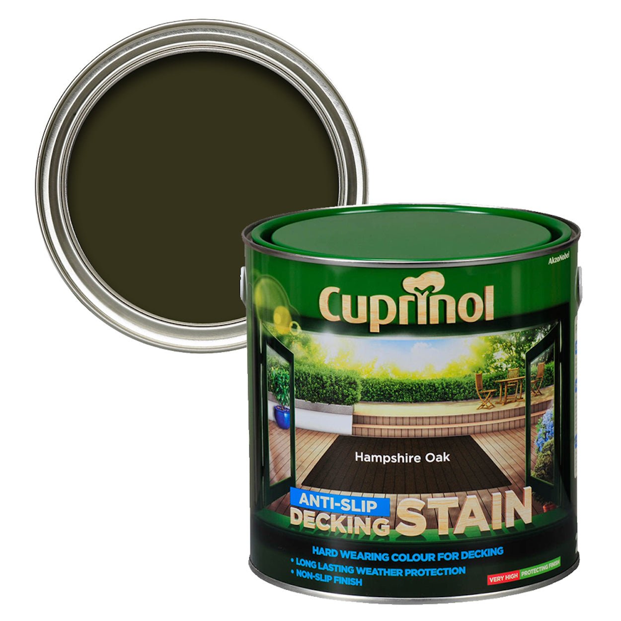 - Cuprinol Anti - Slip Decking Stain 2.5L - Hampshire Oak - 5092620 - Decor Warehouse
