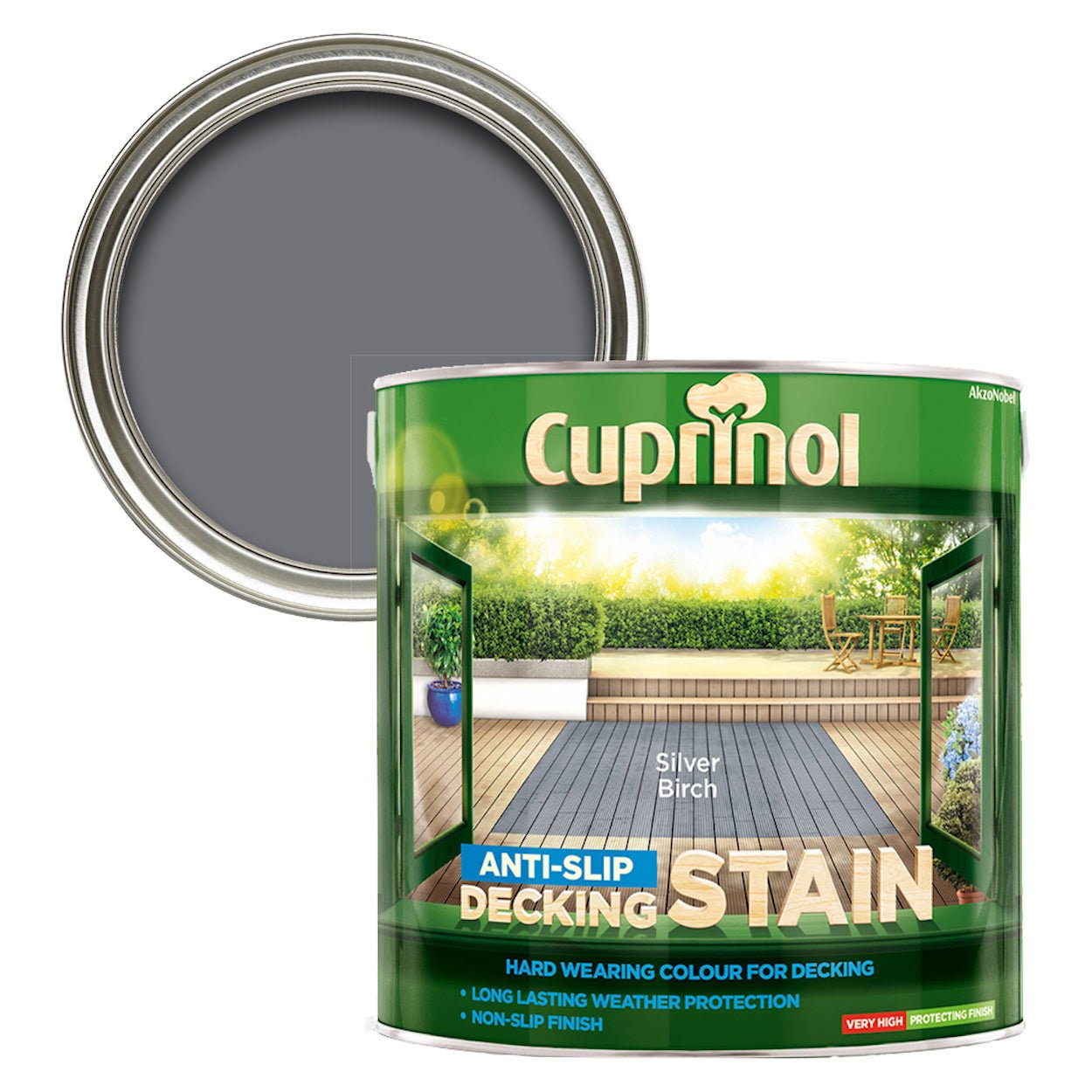 - Cuprinol Anti - Slip Decking Stain 2.5L - Silver Birch - 5122406 - Decor Warehouse
