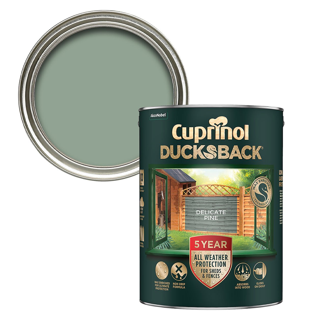 - Cuprinol Ducksback Fence & Shed Paint - Delicate Pine 5L - 5701413 - Decor Warehouse