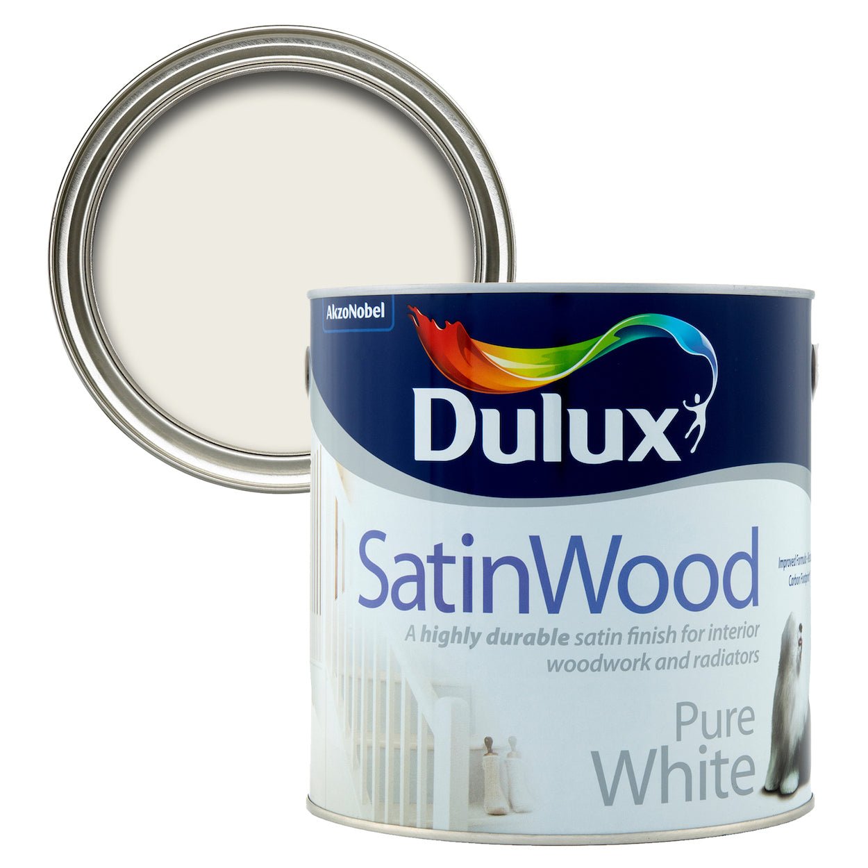 - Dulux Satinwood - Interior Wood and Radiators - Pure White Paint - 2.5L - Decor Warehouse