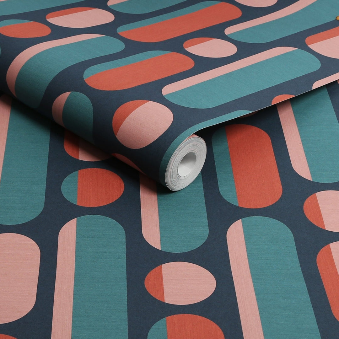 - Envy Morse Coral & Navy Wallpaper - 118611 - Decor Warehouse