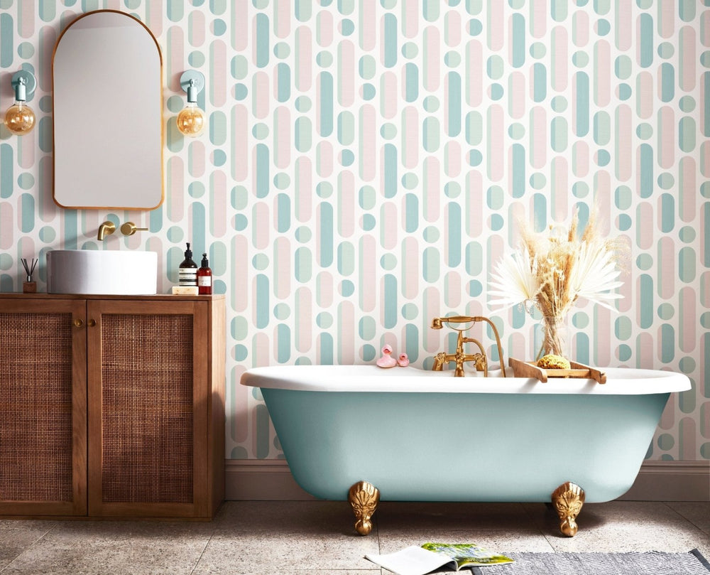 - Envy Morse Rose and Sage Wallpaper - 118720 - Decor Warehouse