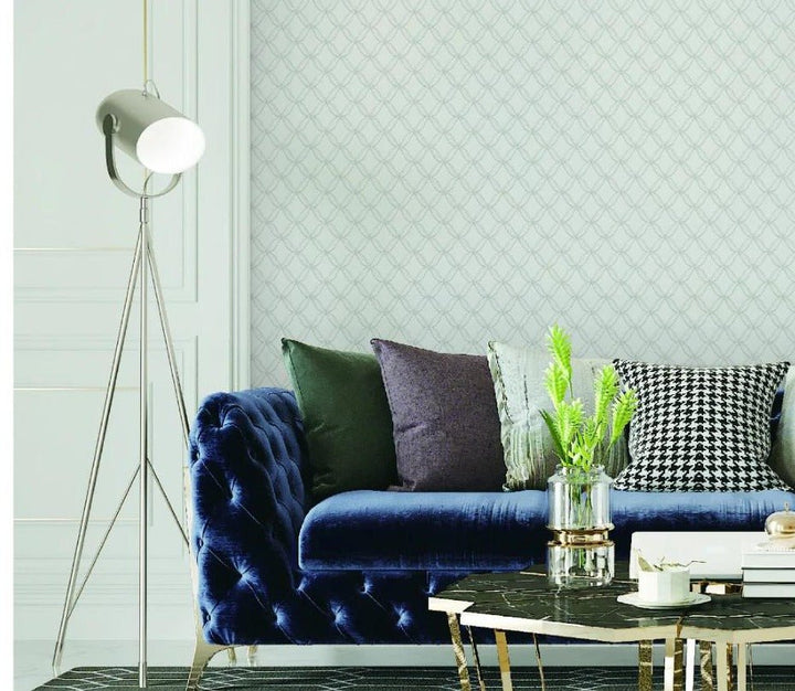 - Fabric Touch Geometric Cream & Silver Wallpaper - FT221221 - Decor Warehouse
