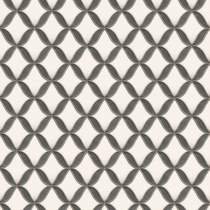- Fabric Touch - Geometric Diamond Black & Grey Wallpaper - 9112 - Decor Warehouse