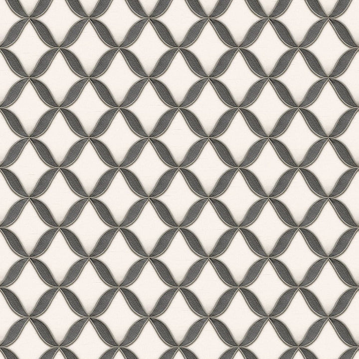 - Fabric Touch - Geometric Diamond Black & Grey Wallpaper - 9112 - Decor Warehouse