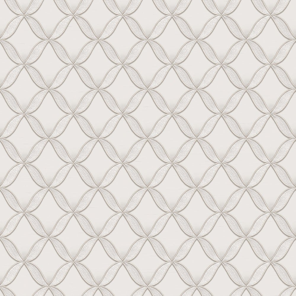 - Fabric Touch - Geometric Diamond Silver & Grey Wallpaper - 9113 - Decor Warehouse
