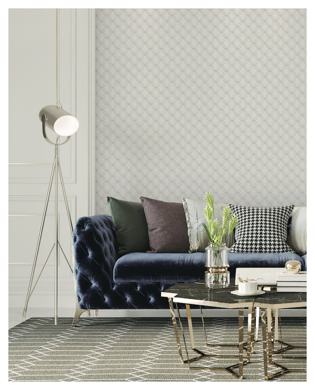 - Fabric Touch - Geometric Diamond Silver & Grey Wallpaper - 9113 - Decor Warehouse