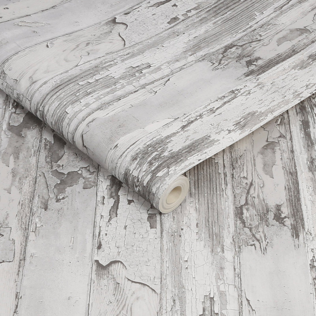 - Fresco Distressed Wood Grey Wallpaper - 113256 - Decor Warehouse