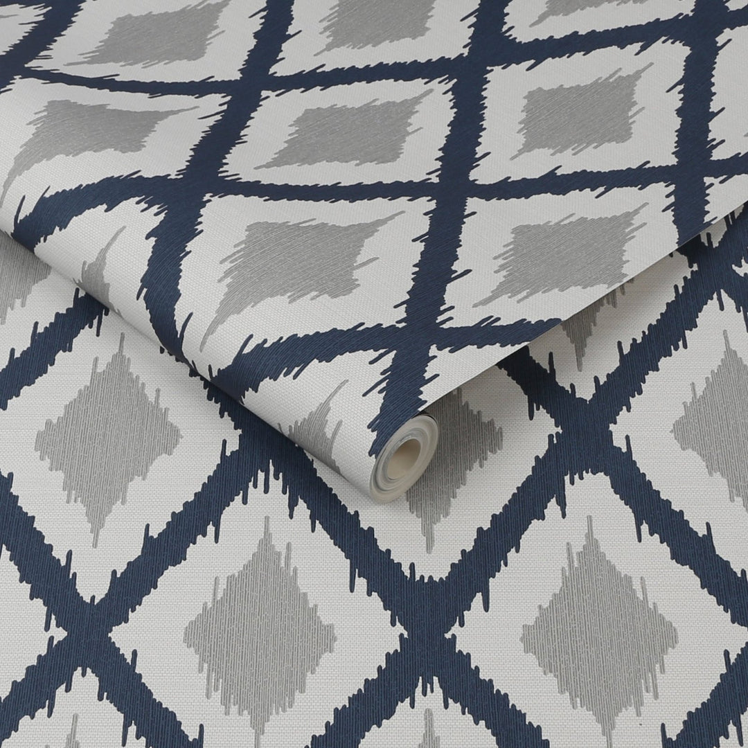 - Fresco IKAT Blue Wallpaper - 112159 - Decor Warehouse
